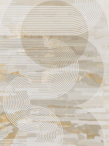 Skandinavien Abstraction Creme Gold von Mad Dog Art