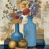 Couleurs gaies dans des vases bleus sur Peintures accrocheuses