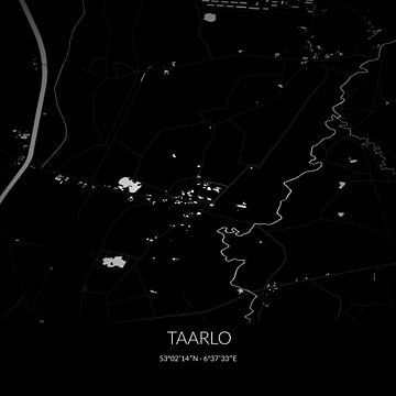 Zwart-witte landkaart van Taarlo, Drenthe. van Rezona