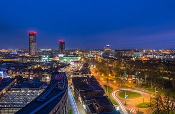 View from the Oldehove  in Leeuwarden at Night  van Kevin Boelhouwer