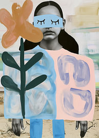 Dreaming in Colour – A dreamy portrait of a woman with flowers by Henriette Visscher