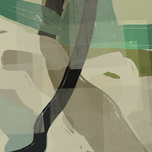 Zacht modern abstract in groen-grijs