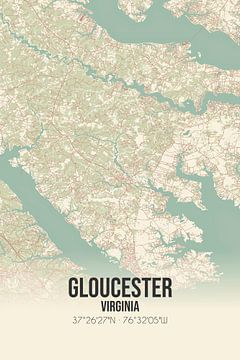 Carte ancienne de Gloucester (Virginie), USA. sur Rezona