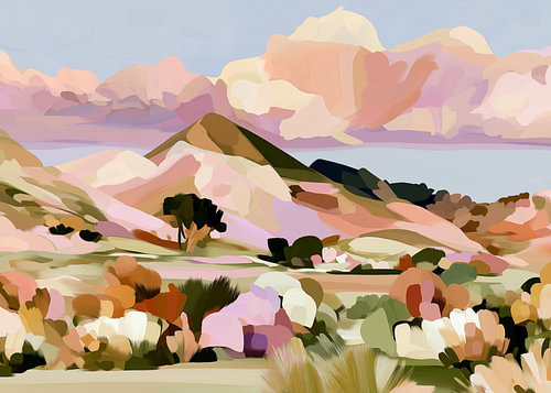 Painted Earth – Abstract landscape in warm pastel shades