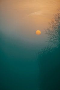 Lever de soleil dans le brouillard