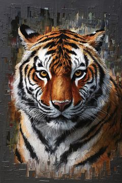 De indringende blik van de moderne tijger van De Muurdecoratie