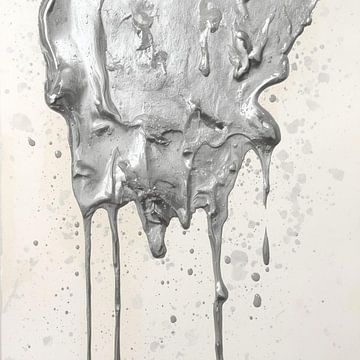 Hard Stone Heart Zilver Schilderij van ComfortQ