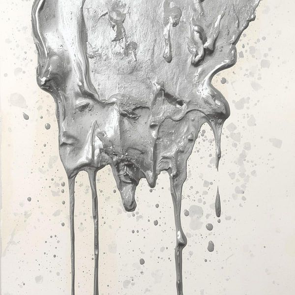 Hard Stone Heart Zilver Schilderij van ComfortQ