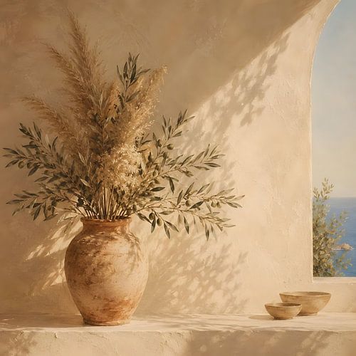 Mediterranes, neutrales Vasen-Interieur