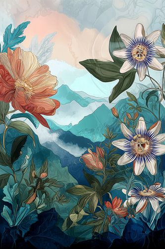 Fleurs de montagne au coucher du soleil n° 13