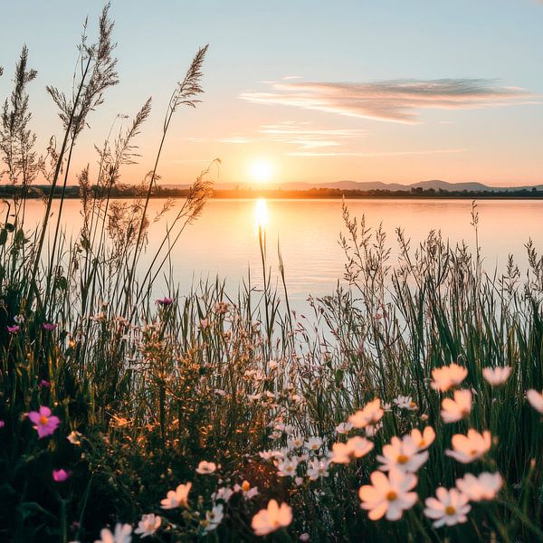 Coucher de soleil sur le lac par Poster Art Shop