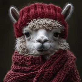 Alpaga habillé pour l'hiver sur Ton Kuijpers