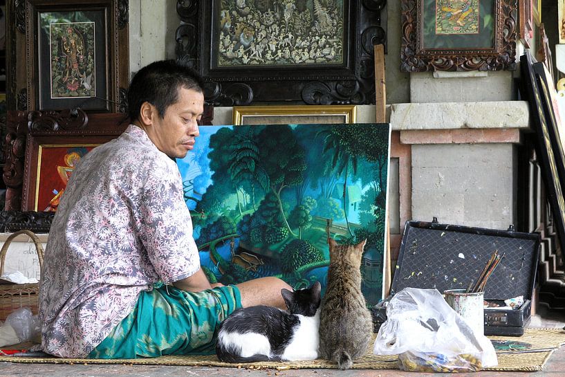 Kunstschilder in Ubud, Bali van Arie Storm