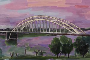 Gemälde Waalbrücke bei Nimwegen