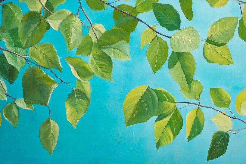 Green leaves in a blue tone by Poster Art Shop