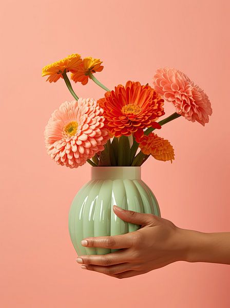 Fleurs orange dans un vase par studio snik.