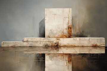 Peinture à l'huile abstraite avec des rectangles sur Ton Kuijpers