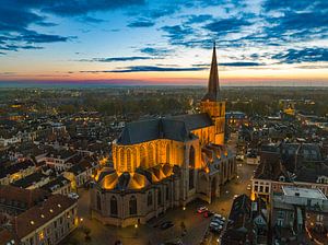 Kampen Bovenkerk in der Altstadt bei Sonnenuntergang von Sjoerd van der Wal Fotografie