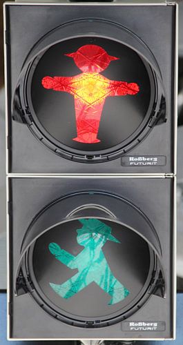 Verkeerslicht met mannetjes in Laax