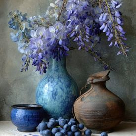 Wisteria: Still Life with Jugs and Grapes by Joriali Fine Art