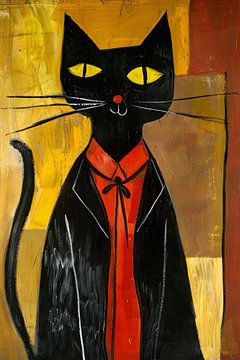Modern Kat in Pak met Strikje van Imperial Art House
