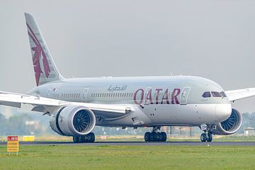 Landende Qatar Airways Boeing 787-8 Dreamliner. van Jaap van den Berg