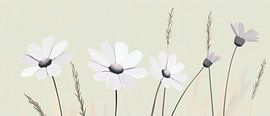 Witbloeiende wilde bloemen in zachte tinten van Poster Art Shop