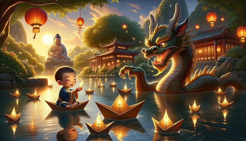 Dragon play in the moonlight by artefacti