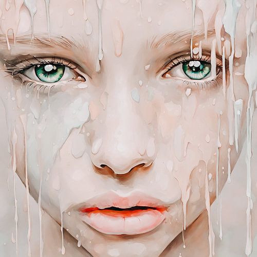 Tranen van kleur - 'Tears of pale colours'. Een dromerig zacht gezicht met een subtiele minimalistische uitstraling.