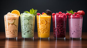 Smoothie-Getränke mit Früchten und Beeren
