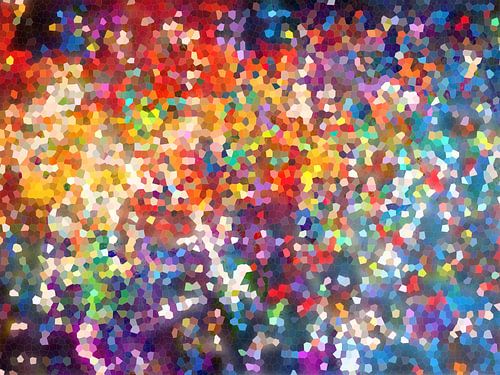 Modern, Abstract Digitaal Kunstwerk in Oranje, Blauw