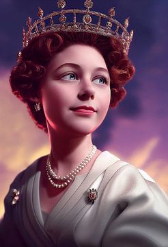 Queen Elizabeth II in pixar style van Peter Nackaerts