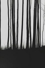 Schwarz-Weiß Waldsilhouette von Poster Art Shop