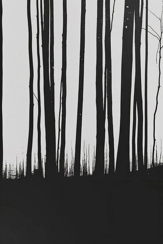 Zwart-wit bos silhouet