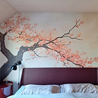 Klantfoto: Japandi Bloesemtak van FoXo Art, als behang