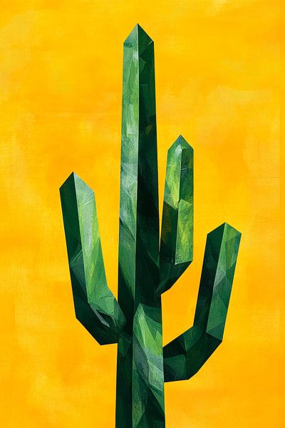 Kaktus auf Gelb – Geometrisch Modern von Poster Art Shop