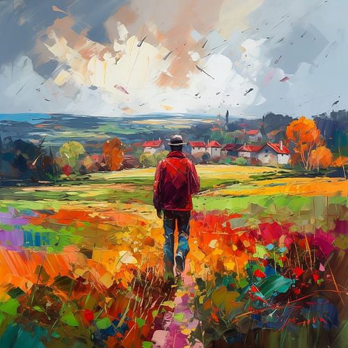 De man en het groene pad