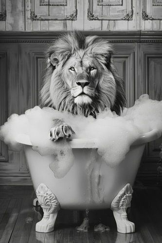 Majestueuze leeuw in de badkamer - een indrukwekkende badkamerfoto voor je toilet