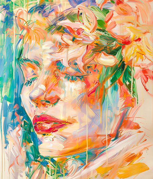 femme avec des fleurs par Egon Zitter