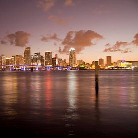 Skyline van de binnenstad van Miami, Florida van Peter Schickert