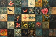 Donker mysterieus patchwork kunstwerk van vintage tegels van Digitale Schilderijen thumbnail