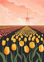 Dutch Tulip Field with Windmill by Eduard Broekhuijsen thumbnail