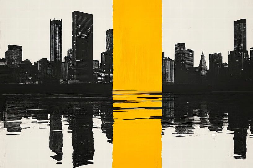 Städtische Silhouette mit gelbem Akzent von Poster Art Shop