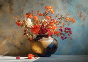 Blumenstillleben | Goldene Vase