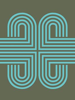 Retro  Mid-Century Modern Kleeblatt Abstrakt