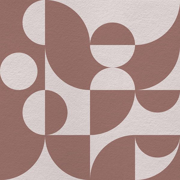 Bauhaus- und 70er-Jahre-Retro-Geometrie in Pastellfarben. Warmes Braun und Weiß von Dina Dankers