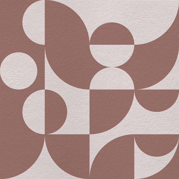 Bauhaus and retro 70s inspired geometry in pastels. Warm brown and white by Dina Dankers