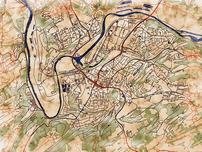 Map of Hattingen with the style 'Serene Summer' by Maporia