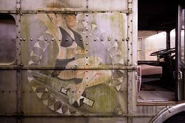 Pin up meisje op een bus