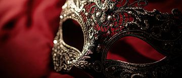 Elegant masker op rood fluweel - detailweergave van Poster Art Shop